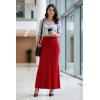 image:imageHybrid amp Company Womens Stretch Lightweight Flowy Maxi Skirt  Casual Fold Over Waist Made in USARed