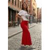 image:imageHybrid amp Company Womens Stretch Lightweight Flowy Maxi Skirt  Casual Fold Over Waist Made in USARed