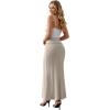 image:imageHybrid amp Company Womens Stretch Lightweight Flowy Maxi Skirt  Casual Fold Over Waist Made in USAStone