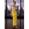 image:imageHybrid amp Company Womens Stretch Lightweight Flowy Maxi Skirt  Casual Fold Over Waist Made in USAYellow