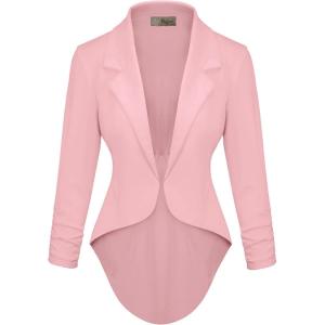 image:imageHybrid amp Company Womens Casual Work High Low Blazer Jacket  JK455901073tblush