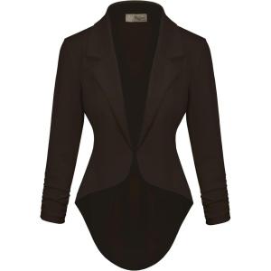image:imageHybrid amp Company Womens Casual Work High Low Blazer Jacket  JK455901073tbrown