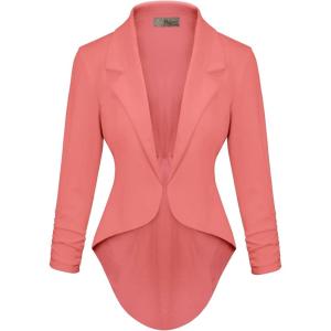 image:imageHybrid amp Company Womens Casual Work High Low Blazer Jacket  JK455901073tcoral
