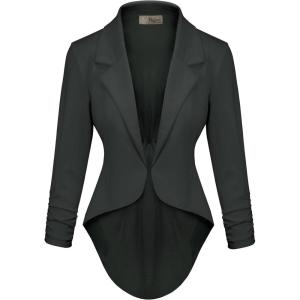 image:imageHybrid amp Company Womens Casual Work High Low Blazer Jacket  JK455901073tgunmetal