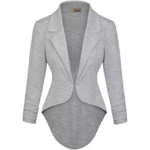 image:imageHybrid amp Company Womens Casual Work High Low Blazer Jacket  JK455901073theather Gr