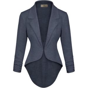 image:imageHybrid amp Company Womens Casual Work High Low Blazer Jacket  JK455901073theather Navy