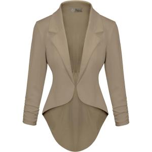 image:imageHybrid amp Company Womens Casual Work High Low Blazer Jacket  JK455901073tkhaki