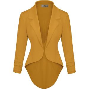 image:imageHybrid amp Company Womens Casual Work High Low Blazer Jacket  JK455901073tmustard