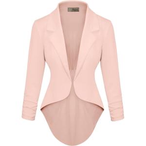 image:imageHybrid amp Company Womens Casual Work High Low Blazer Jacket  JK455901073tpeach