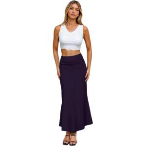 image:imageHybrid amp Company Womens Stretch Lightweight Flowy Maxi Skirt  Casual Fold Over Waist Made in USAKsksd95001017eggplant