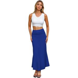 image:imageHybrid amp Company Womens Stretch Lightweight Flowy Maxi Skirt  Casual Fold Over Waist Made in USAKsksd95001017royal