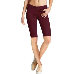 image:imageHybrid amp Company Womens Ultra Stretch Perfectly Shaping Mid Rise Skinny Bermuda Shorts with PocketsBermudaburgundy
