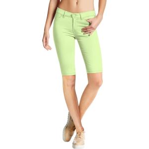 image:imageHybrid amp Company Womens Ultra Stretch Perfectly Shaping Mid Rise Skinny Bermuda Shorts with PocketsBermudalime