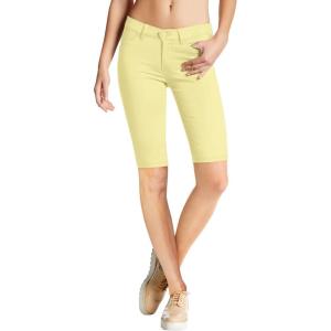 image:imageHybrid amp Company Womens Ultra Stretch Perfectly Shaping Mid Rise Skinny Bermuda Shorts with PocketsBermudapastelyellow