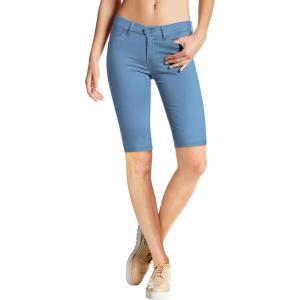image:imageHybrid amp Company Womens Ultra Stretch Perfectly Shaping Mid Rise Skinny Bermuda Shorts with PocketsBermudapowder Blu