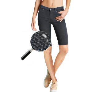 image:imageHybrid amp Company Womens Ultra Stretch Perfectly Shaping Mid Rise Skinny Bermuda Shorts with PocketsCharcoalblack2626bkchr