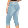 image:imageHybrid amp Company Womens Butt Lift Super Comfy Stretch Denim Capri Short JeansRippedlight Wash