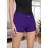 image:imageHybrid amp Company Womens Super Comfy 3 inch Inseam Butt Lifting Stretch TwillDenim ShortsPurple