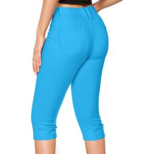 image:imageHybrid amp Company Womens Butt Lift Super Comfy Stretch Denim Capri Short JeansAqua