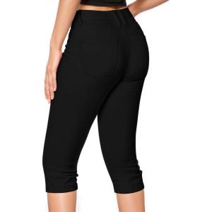 image:imageHybrid amp Company Womens Butt Lift Super Comfy Stretch Denim Capri Short JeansBlack