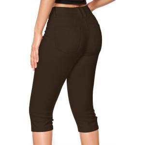 image:imageHybrid amp Company Womens Butt Lift Super Comfy Stretch Denim Capri Short JeansBrown