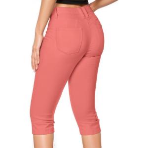 image:imageHybrid amp Company Womens Butt Lift Super Comfy Stretch Denim Capri Short JeansCoral