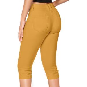 image:imageHybrid amp Company Womens Butt Lift Super Comfy Stretch Denim Capri Short JeansMustard