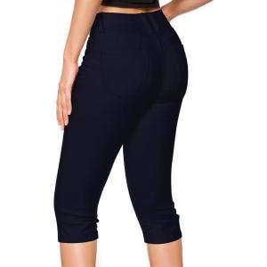 image:imageHybrid amp Company Womens Butt Lift Super Comfy Stretch Denim Capri Short JeansNavy