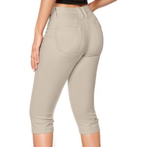 image:imageHybrid amp Company Womens Butt Lift Super Comfy Stretch Denim Capri Short JeansStone