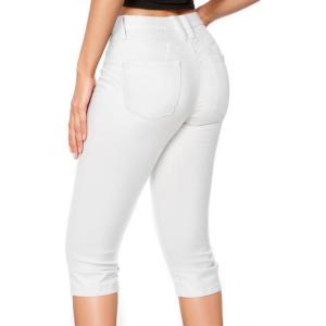 image:imageHybrid amp Company Womens Butt Lift Super Comfy Stretch Denim Capri Short JeansWhite