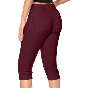 image:imageHybrid amp Company Womens Butt Lift Super Comfy Stretch Denim Capri Short JeansWine