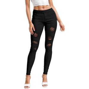image:imageHybrid amp Company Womens Pull On Stretchy Mid Rise Skinny Fit Pants Regular or Distressed Jeans with Long Short Inseam45black