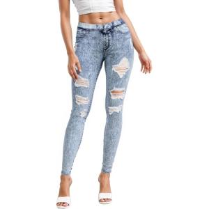 image:imageHybrid amp Company Womens Pull On Stretchy Mid Rise Skinny Fit Pants Regular or Distressed Jeans with Long Short Inseam45bluacd