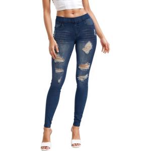image:imageHybrid amp Company Womens Pull On Stretchy Mid Rise Skinny Fit Pants Regular or Distressed Jeans with Long Short Inseam45dwash