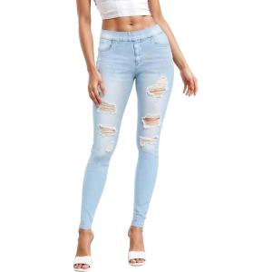 image:imageHybrid amp Company Womens Pull On Stretchy Mid Rise Skinny Fit Pants Regular or Distressed Jeans with Long Short Inseam45lwash