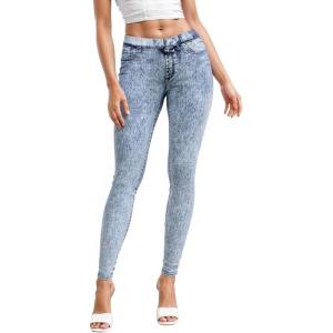 image:imageHybrid amp Company Womens Pull On Stretchy Mid Rise Skinny Fit Pants Regular or Distressed Jeans with Long Short InseamBlue Acid