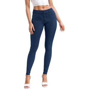 image:imageHybrid amp Company Womens Pull On Stretchy Mid Rise Skinny Fit Pants Regular or Distressed Jeans with Long Short InseamDark Wash