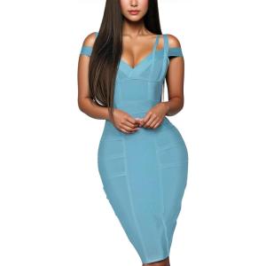 image:imageHybrid amp Company Womens Elegance Stretch Chic Bandage DressDrbd132lightblue