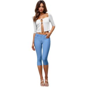 image:imageHybrid amp Company Womens Ultra Stretch Mid Rise Skinny Capri Pants with PocketsCapripowder Blu