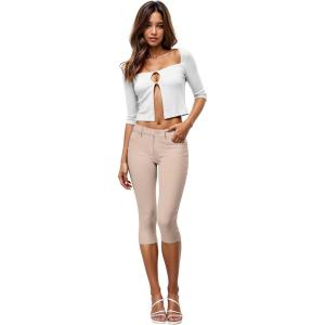 image:imageHybrid amp Company Womens Ultra Stretch Mid Rise Skinny Capri Pants with PocketsCapristone