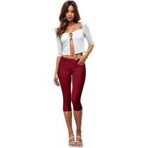 image:imageHybrid amp Company Womens Ultra Stretch Mid Rise Skinny Capri Pants with PocketsCapriwine