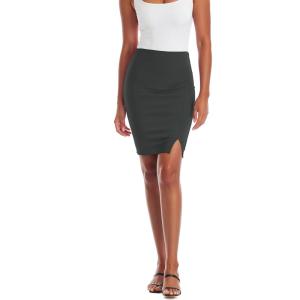 image:imageHybrid amp Company Womens Pencil Skirt Premium Ponte Basic Solid Stretch Above Knee Side SlitKsk450121073tgunmetal
