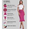 image:imageHyBrid amp Company Womens Premium Nylon Ponte Stretch Office Fishtail Pencil Skirt High Waist Made in The USA Below KneeFuchsia