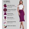 image:imageHyBrid amp Company Womens Premium Nylon Ponte Stretch Office Fishtail Pencil Skirt High Waist Made in The USA Below KneeMagenta