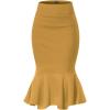 image:imageHyBrid amp Company Womens Premium Nylon Ponte Stretch Office Fishtail Pencil Skirt High Waist Made in The USA Below KneeMustardksk450101073t