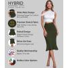 image:imageHyBrid amp Company Womens Premium Nylon Ponte Stretch Office Fishtail Pencil Skirt High Waist Made in The USA Below KneeOliveksk450101073t