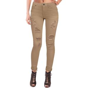 image:imageHybrid amp Company Womens Butt Lift Super Comfy Stretch Ripped Skinny JeansRippedkhaki