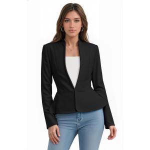 image:imageHybrid amp Company Womens Casual Work Office Elegant Open Front Premium Nylon Blazer JacketJk1135black