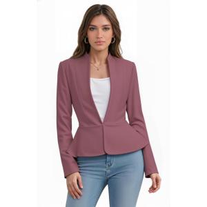 image:imageHybrid amp Company Womens Casual Work Office Elegant Open Front Premium Nylon Blazer JacketJk1135dark Rose