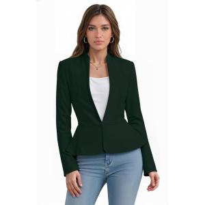 image:imageHybrid amp Company Womens Casual Work Office Elegant Open Front Premium Nylon Blazer JacketJk1135hunter